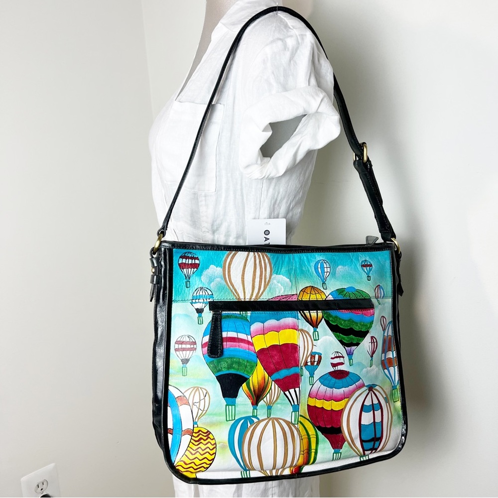SHARIF Ballooning Leather Crossbody Large Tote Bag Hand Painted Limited Edition!